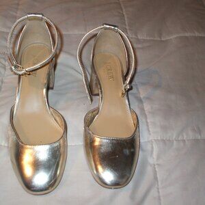 JCrew Metallic Gold Ankle Strap Heels - Size 6.5